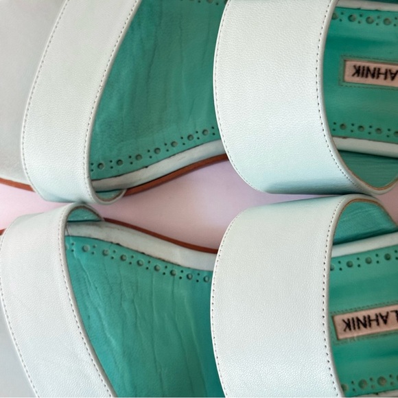 MANOLO BLAHNIK Tituba Buckle Slide Sandals Light Blue With Box Dust Bag Size 41 - Picture 14 of 16